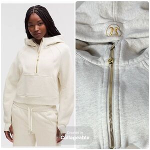 Lululemon Athletica Scuba Oversized Half-Zip Hoodie Light Heathered Gray Cropped